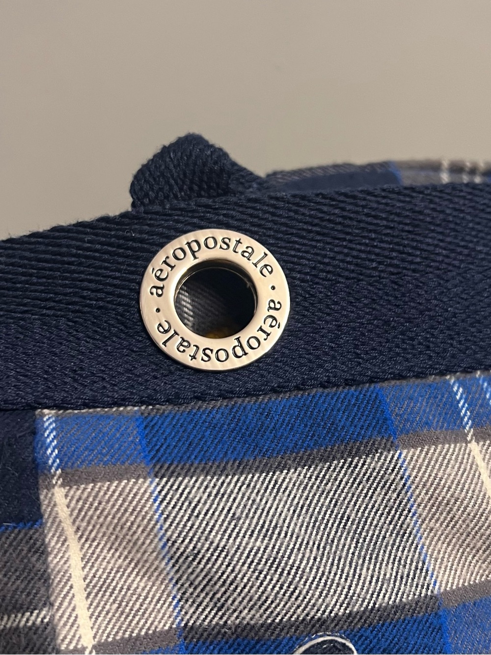 VTG Y2K 90s Aeropostale Lightweight Blue & Gray Plaid Material Shoulder Tote Bag - Picture 3 of 11